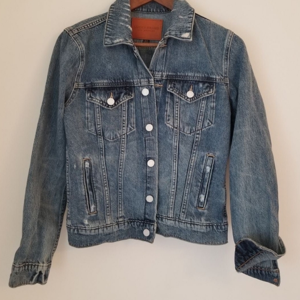 New With Tag Cotton Lightly Distress Lucky Brand Denim Jacket